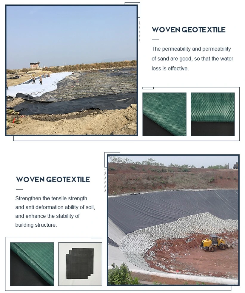 Géotextile tissé par pp certifié de stabilisation de textile tissé pour le renfort de sol