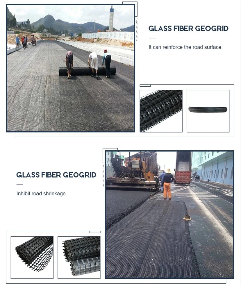 CE ISO9001 Géoréseau en fibre de verre pour la construction de travaux de renforcement de routes 2