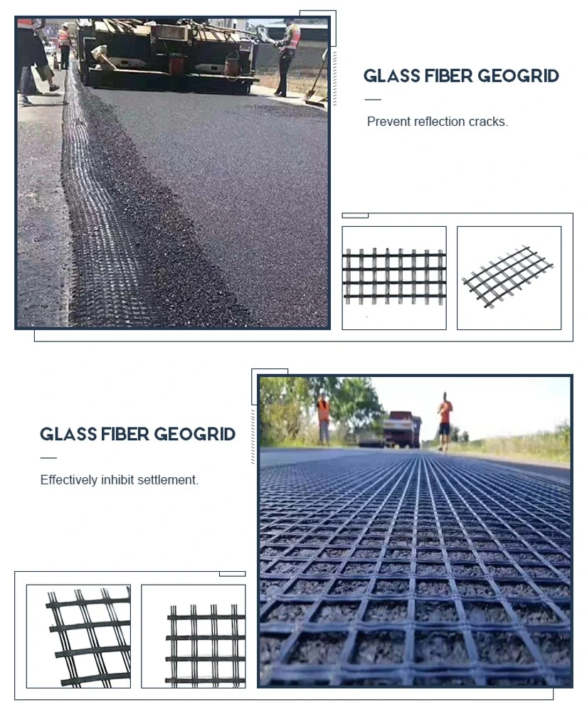 CE ISO9001 Géoréseau en fibre de verre pour la construction de travaux de renforcement de routes 3