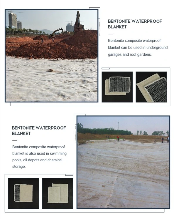 Liner à base de bentonite de sodium imperméable à l'eau Liner à base d'argile géosynthétique pour projet de décharge 5