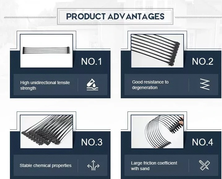 30 kn 40 kn Grille de maillage en PP en plastique géogrid uniaxial pour le renforcement des routes 4