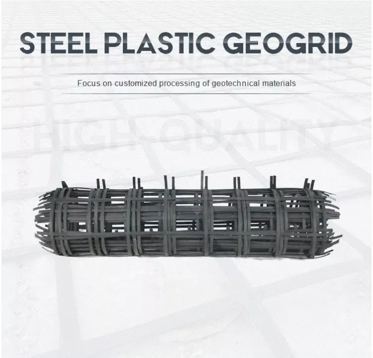 Résistance à la tension élevée soudage biaxial acier plastique composite terrassement géogrille pour la stabilisation du sol caractéristique anti-érosion 0