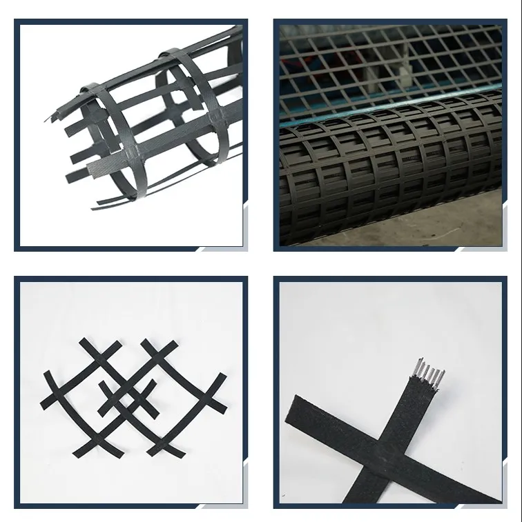 Résistance à la tension élevée soudage biaxial acier plastique composite terrassement géogrille pour la stabilisation du sol caractéristique anti-érosion 1