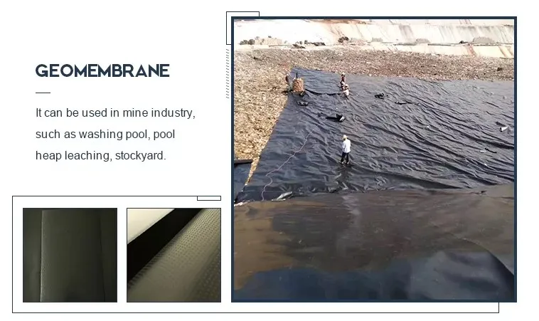 1.0mm 1.5mm Matériau vierge 100% ASTM Anti-filtrage imperméable à l'eau Texturé lisse LDPE LLDPE HDPE Geomembrane 2