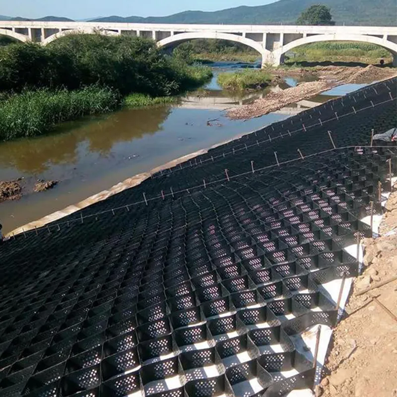 Réseau routier en plastique standard ASTM Gravier Honeycomb HDPE Géocelle pour la maintien des murs Renforcement de la pente Protection de la voie d'accès Géocelle contrôle de l'érosion 2
