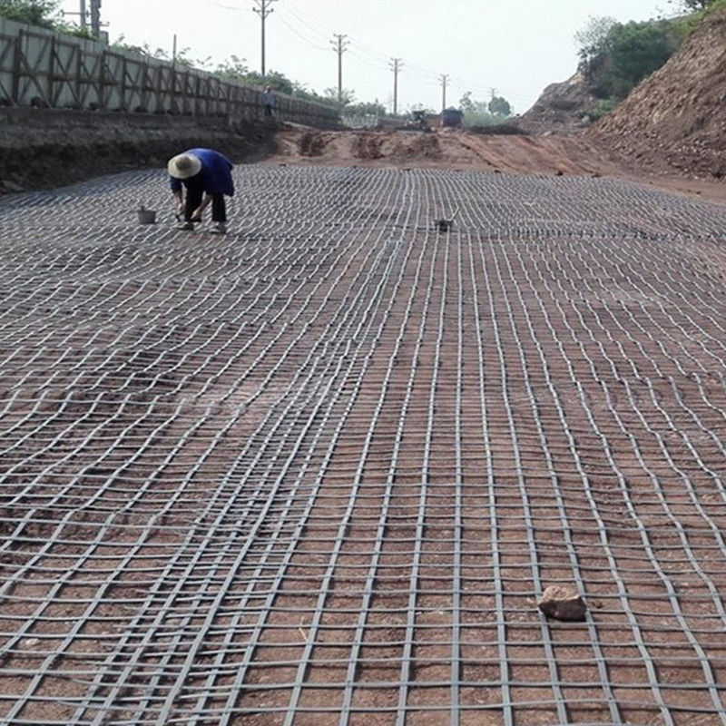 80kn Steel Geogrid plastique avec résistance aux acides et aux alcalis pour la protection des pentes sous-grade