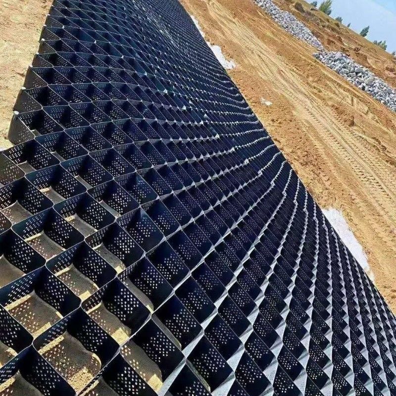 Stabilisateur de gravier noir Grille au sol HDPE géocelle d'usine Stabilisateur de gravier pour murs de soutènement d'allée