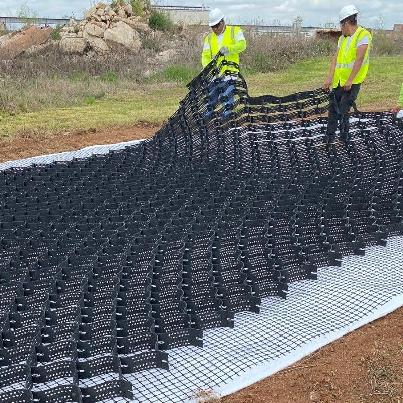 Stabilisateur de gravier noir Grille au sol HDPE géocelle d'usine Stabilisateur de gravier pour murs de soutènement d'allée