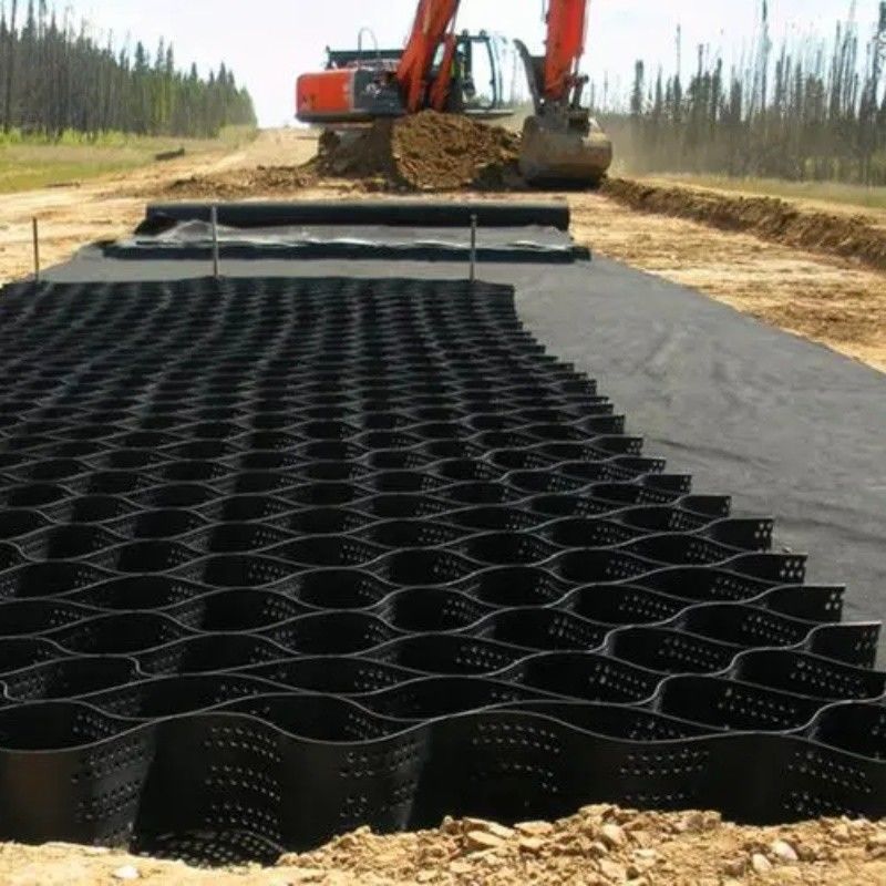Stabilisateur de gravier noir Grille au sol HDPE géocelle d'usine Stabilisateur de gravier pour murs de soutènement d'allée