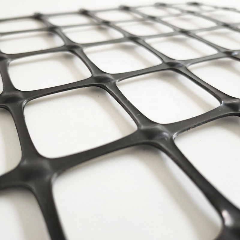 Géogrid plastique biaxiale pour renforcement des sols, Géogrid PP/PET à haute résistance à la traction, Noir 30kN/m, Maille de stabilisation de la base routière